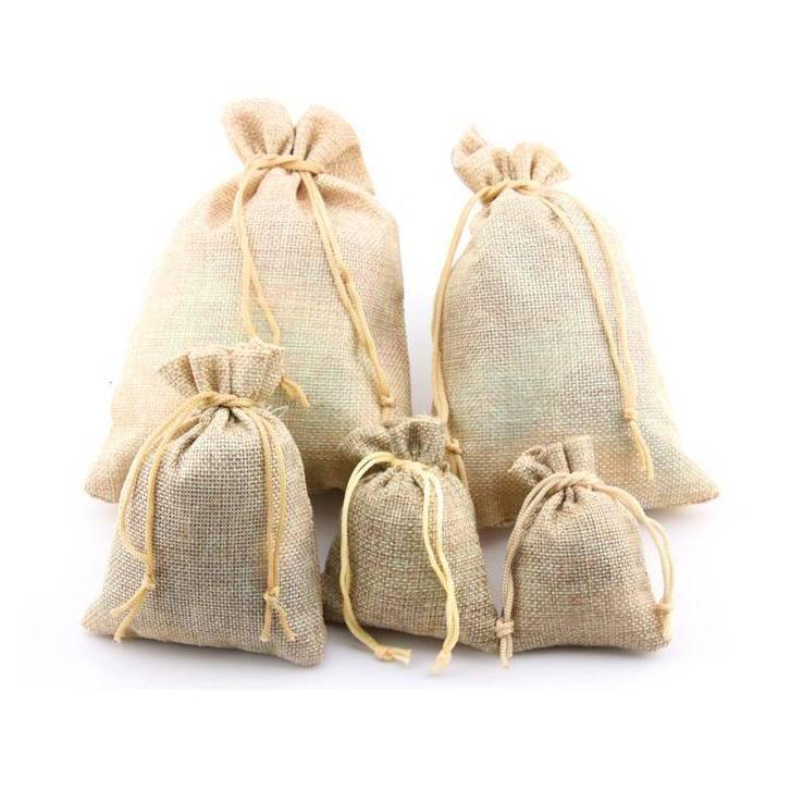 10Pcs/lot Drawstring Pouch Jewelry Storage Linen Flax Fabric Pouch Packaging 