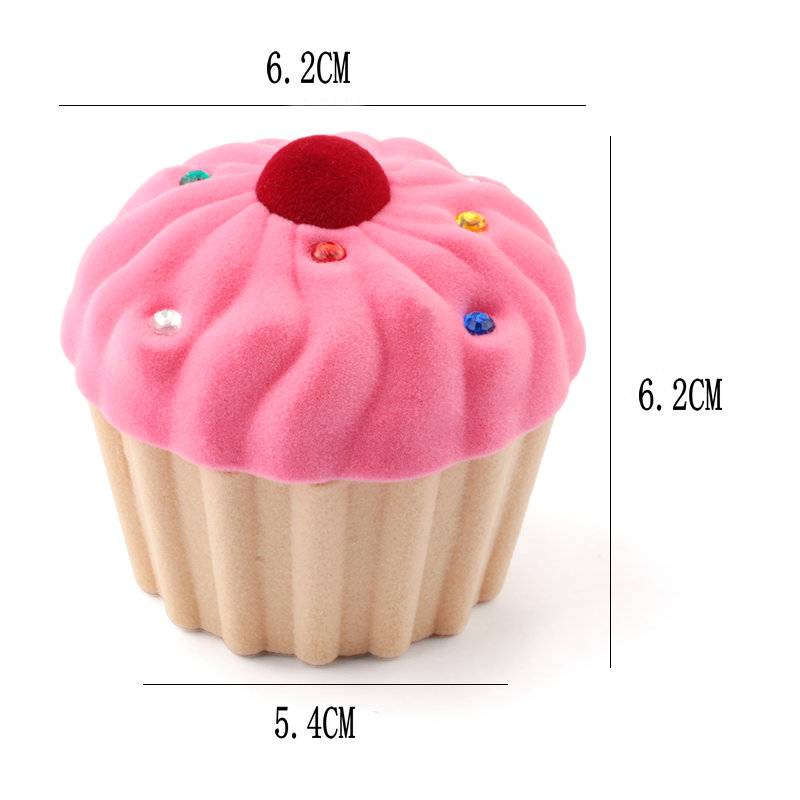 1 Piece Lovely cake Gift Box Holder Jewelry box case Velvet Wedding Ring Box for Earrings Necklace Display & Packaging 2 colors Jewelry Boxes Packaging 