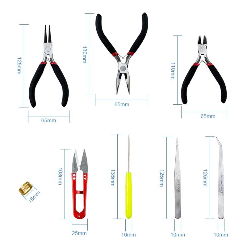8PCS Stainless Jewelry making Tools Set with Plier ,Round Nose Plier,Scissor tweezers Beading Tool Kit for bracelet necklace DIY Jewelry Boxes Packaging 