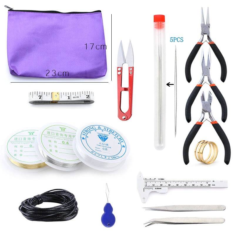 8PCS Stainless Jewelry making Tools Set with Plier ,Round Nose Plier,Scissor tweezers Beading Tool Kit for bracelet necklace DIY Jewelry Boxes Packaging 