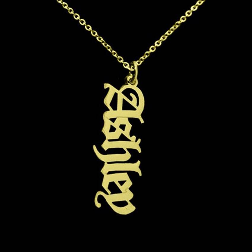 Old English Font Custom Name Necklaces For Women Men Gold Silver Color ...