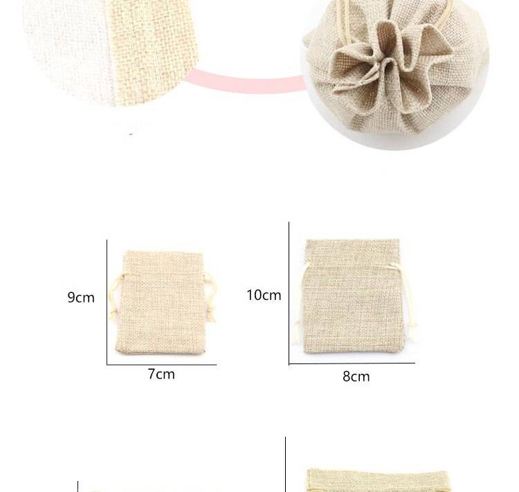 10Pcs/lot Drawstring Pouch Jewelry Storage Linen Flax Fabric Pouch