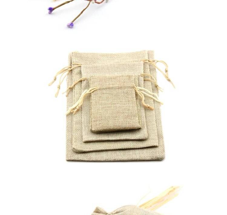 10Pcs/lot Drawstring Pouch Jewelry Storage Linen Flax Fabric Pouch
