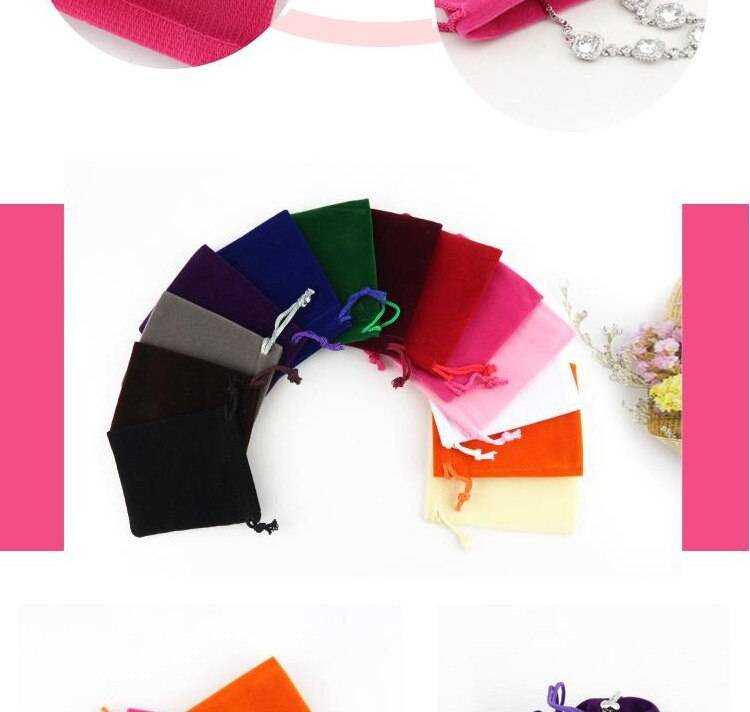 20 Pcs/lot 7x9cm Coloful Velvet Bag Pouch for Jewelry Packaging