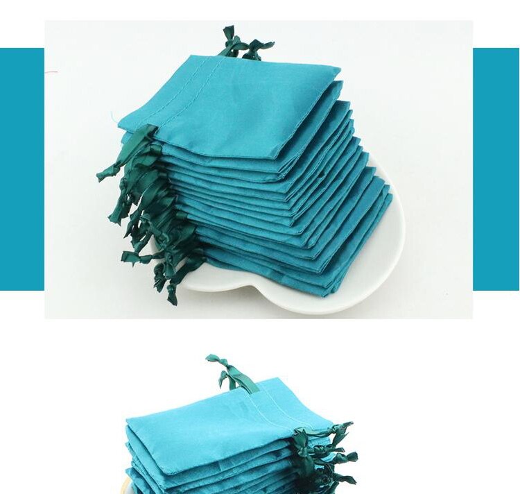 Jewelry Packing Cloth Satin Sky blue drawstring Velvet Pouch Size 8x10cm