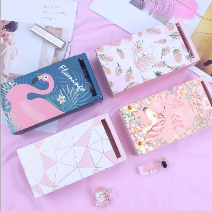10pcs Hot INS Paper Box Drawer Slid Gift Paper Box For Perfume/Jewelry/Cosmetic/Souvenir Packaging Cartoon Box Packaging Packaging Accessories Perfume Packaging 