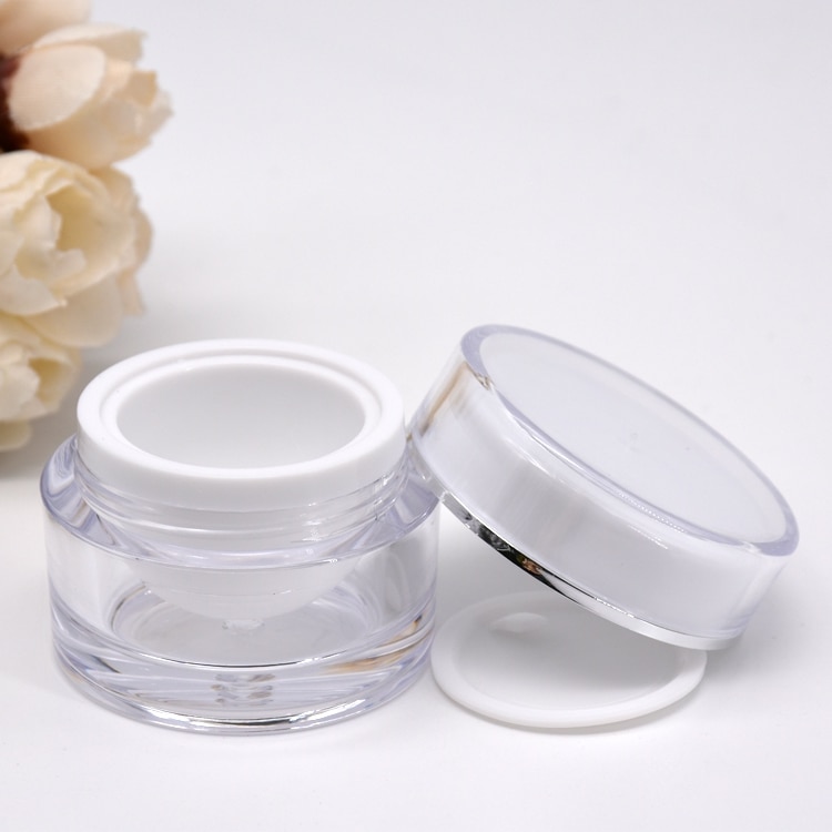 5g 10g 15g 20g 30g 50g Round Acrylic Jar White Gold Jar Container Empty Cream Jar Plastic Cosmetic Packaging Bottle