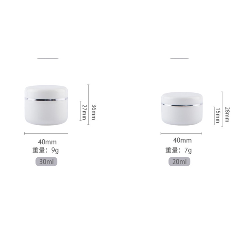 20/30/50/100/150/250g Refillable Bottles Travel Face Cream Lotion Cosmetic Container White Plastic Empty Makeup Jar Pot