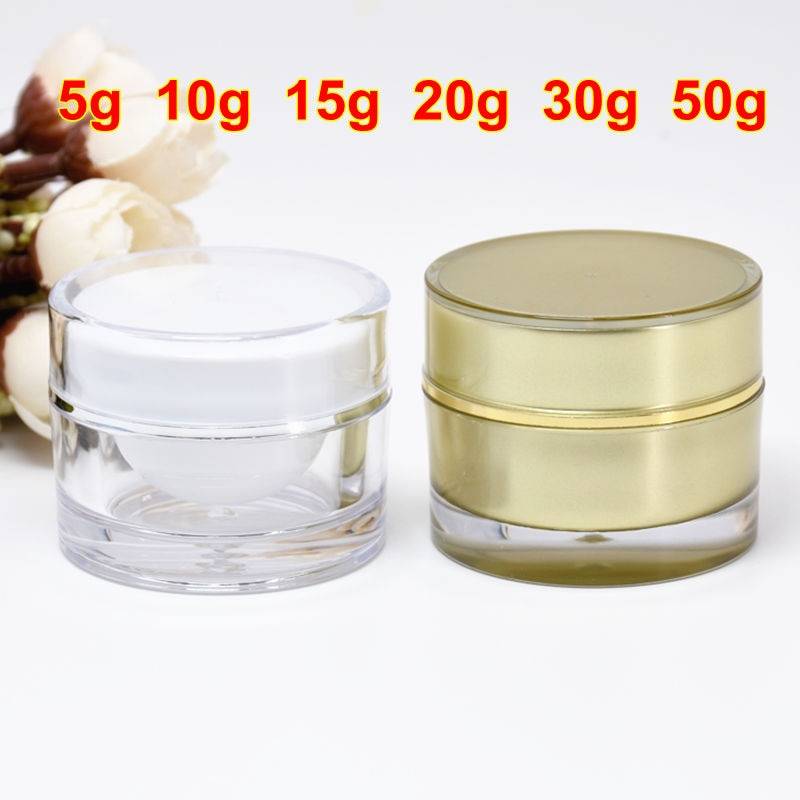 5g 10g 15g 20g 30g 50g Round Acrylic Jar White Gold Jar Container Empty Cream Jar Plastic Cosmetic Packaging Bottle Packaging Packaging Accessories Perfume Packaging 