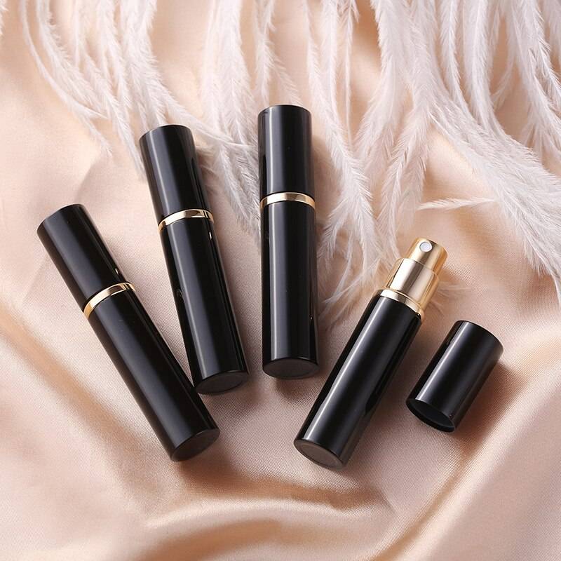 10pcs/lot 3ml 5ml 10ml Refillable Portable Mini black Perfume Bottle Atomizer Spray Traveler Aluminum Empty Parfum Bottle