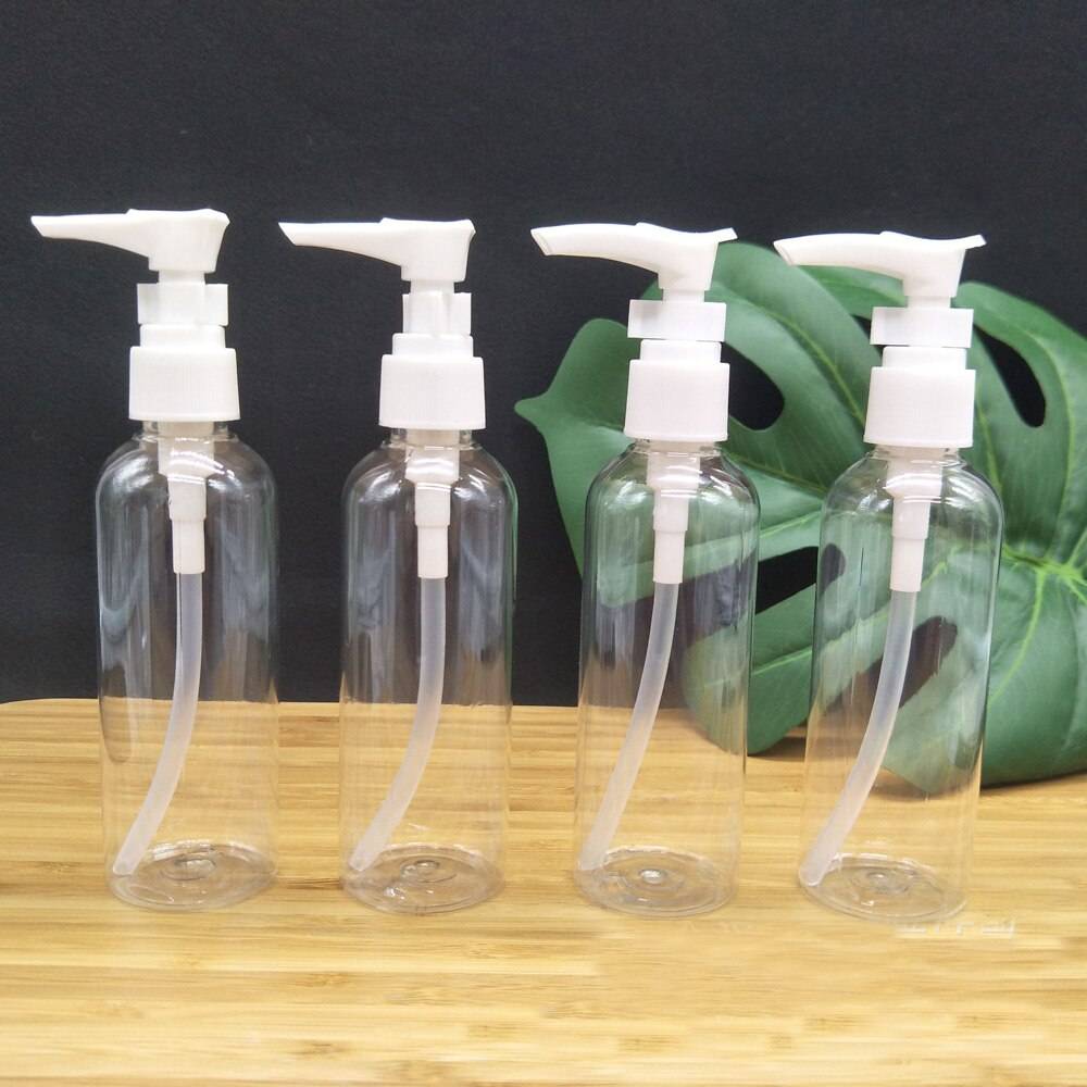 5pcs 100ml Refillable brown&amber Squeeze plastic lotion bottle with pump sprayer PET Plastic Portable lotion Bottle