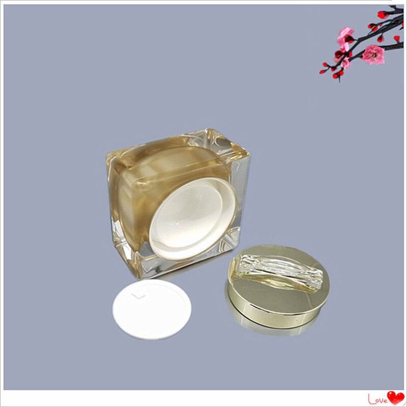 6pcs 10g 15g 30g 50g Gold Acrylic Cream Jar Empty Cosmetic Bottle Container Jar Square Lotion Pump Bottle 30ml 50ml 100ml