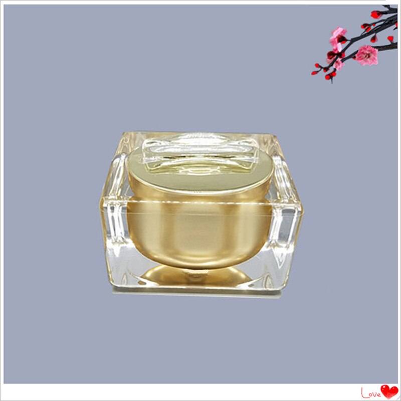 6pcs 10g 15g 30g 50g Gold Acrylic Cream Jar Empty Cosmetic Bottle Container Jar Square Lotion Pump Bottle 30ml 50ml 100ml