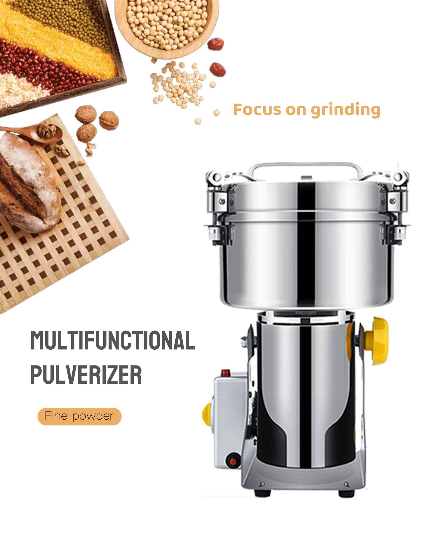 2500G 4100W Grains Spices Hebals Cereals Coffee Dry Food Grinder Mill Grinding Machine Gristmill Home Medicine Flour Crusher 2500G 4100W Grains Spices Hebals Cereals Coffee Dry Food Grinder Mill Grinding Machine Gristmill Home Medicine Flour Crusher