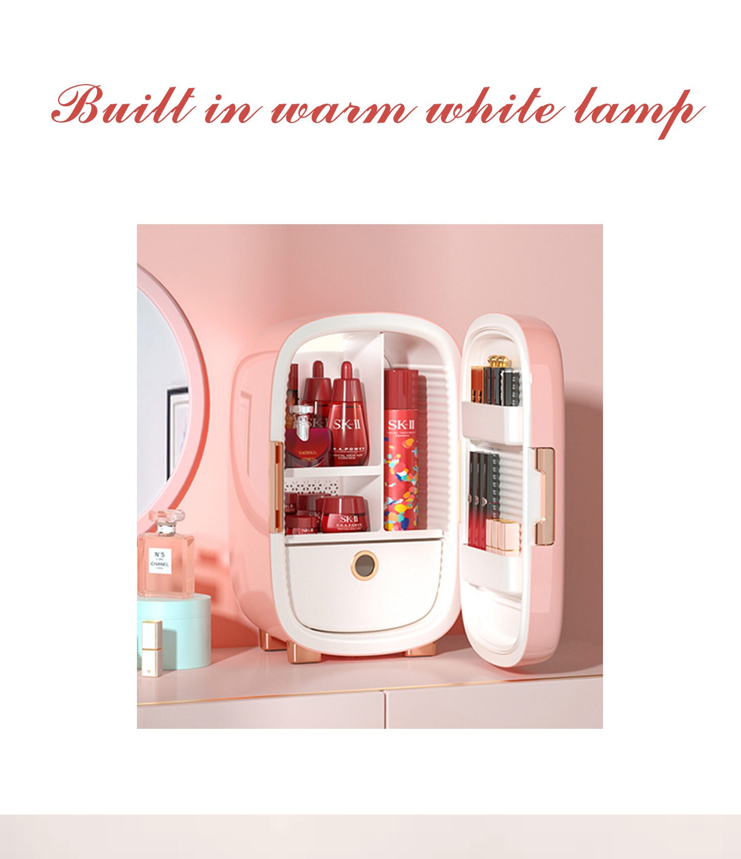 SUSWEETLIFE 100-240V Professional Beauty Refrigerator Skin Care Cosmetics Small Refrigerator intelligent preservation 12L