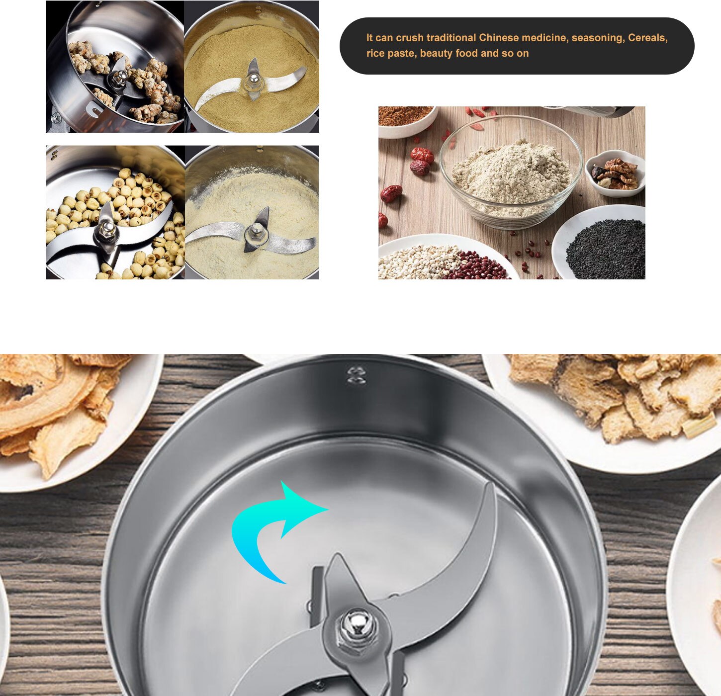 2500G 4100W Grains Spices Hebals Cereals Coffee Dry Food Grinder Mill Grinding Machine Gristmill Home Medicine Flour Crusher 2500G 4100W Grains Spices Hebals Cereals Coffee Dry Food Grinder Mill Grinding Machine Gristmill Home Medicine Flour Crusher