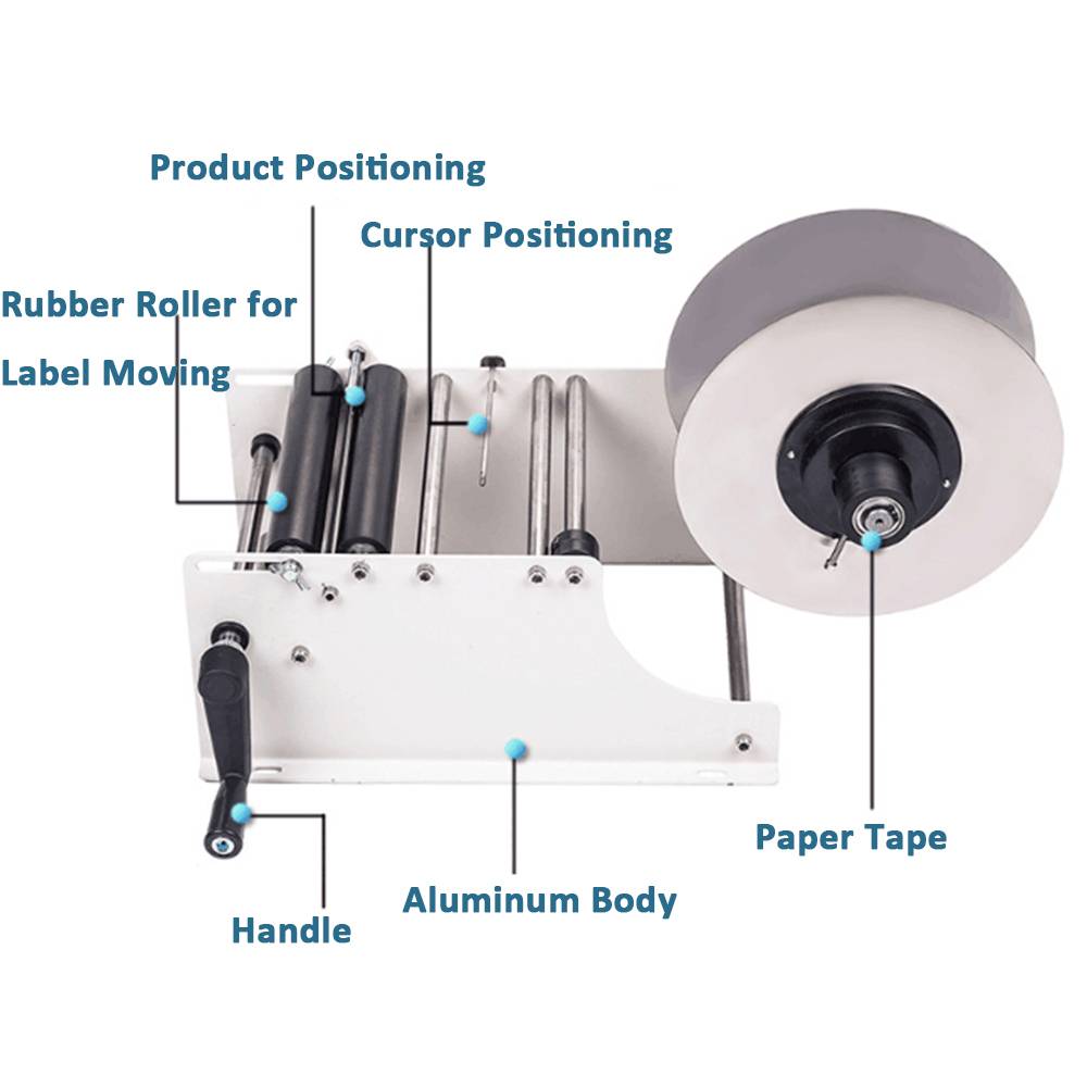 MT-30 Label Sticking Machine for Round Bottle Manual Labeling Machine Wine Bottle Sticker Label Small Packing Machine Packaging Packaging Accessories Perfume Packaging 