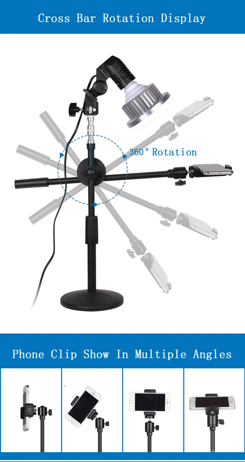 Mobile Phone Photo Shooting Bracket Stand+Boom Arm+Super Bright 35W LED Light Studio Kits For Desktop Photo/Video Mobile Phone Photo Shooting Bracket Stand+Boom Arm+Super Bright 35W LED Light Studio Kits For Desktop Photo/Video