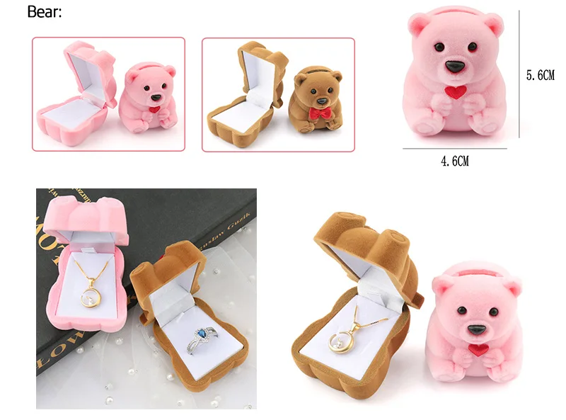 1 Piece Lovely Velvet Jewelry Box container Wedding Ring Box for Earrings Necklace Bracelet Display Gift Box Holder 16 styles