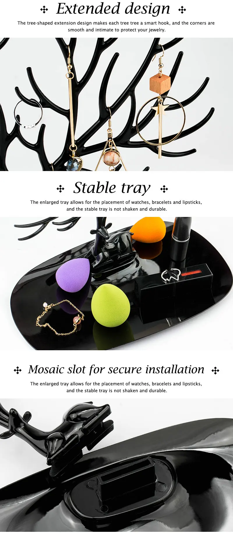 1PCS little Deer Jewelry Stand Display Jewelry Tray Tree Earring Holder Necklace Ring Pendant Bracelet Display Storage Racks