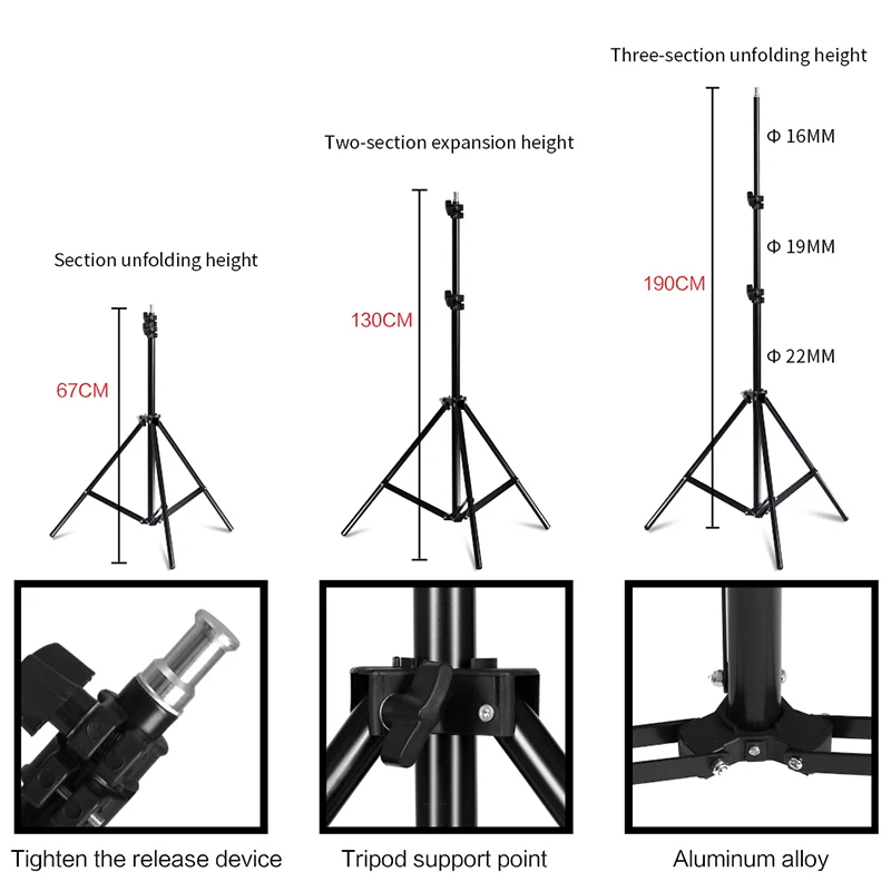 Adjustable Photo Shoot Lighting Kit (Size 2M x 3M) Background Support System 3 Color Backdrop Photo Studio Softbox Sets Continuous  Kit